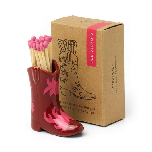 Nashville ceramic boot match holder - red & pink | Paddywax