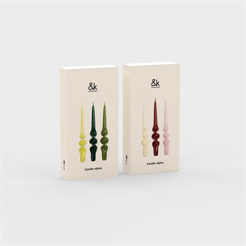 Candle Alpha - set van 3 - Reds | &Klevering - de inKijk