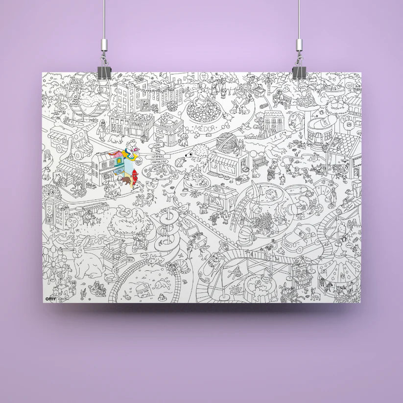 Animal City - Giant coloring poster | Omy