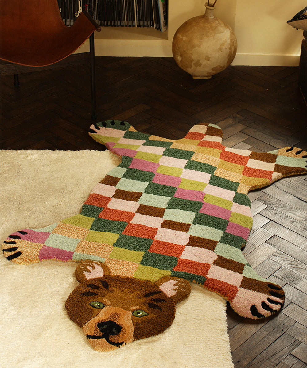 Archie Check Bear Rug - Large | Doing Goods