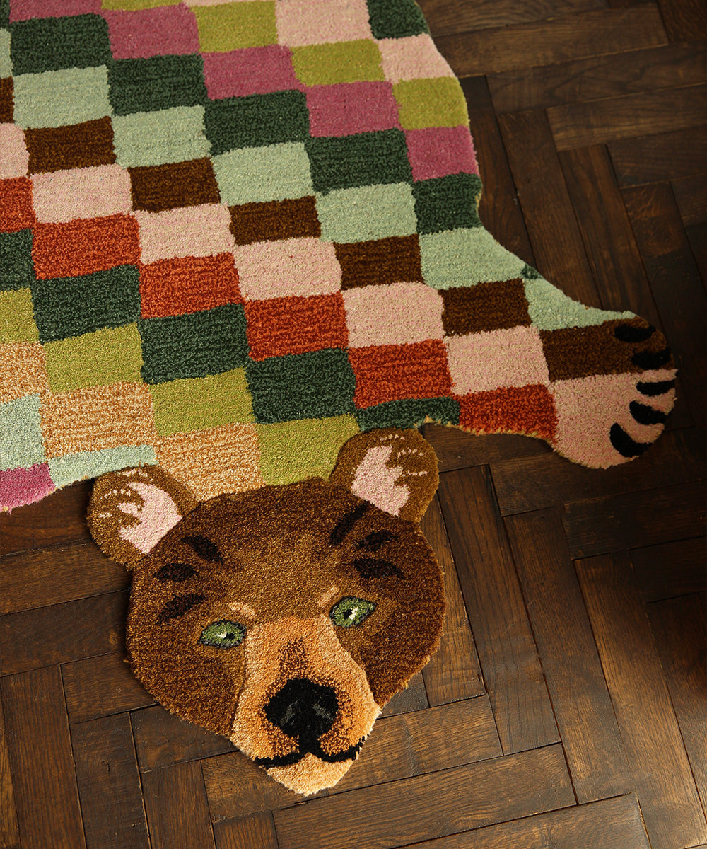 Archie Check Bear Rug - Large | Doing Goods