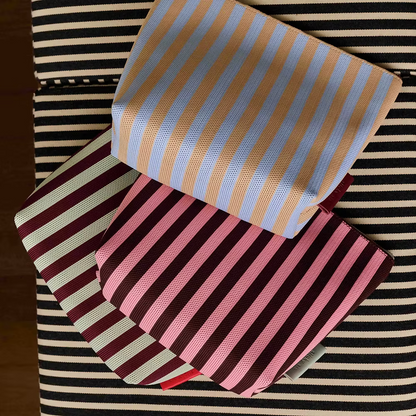 Toiletry bag - knitted stripes - chocolate + bubblegum | Sticky Sis
