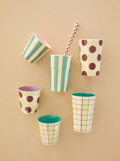 Beker large green stripe print | RICE - de inKijk