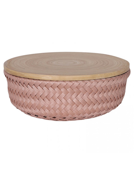 Wonder - round basket with bamboo cover small - copper blush | Handed By - de inKijk