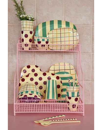 Kom plum green stripe print | RICE - de inKijk