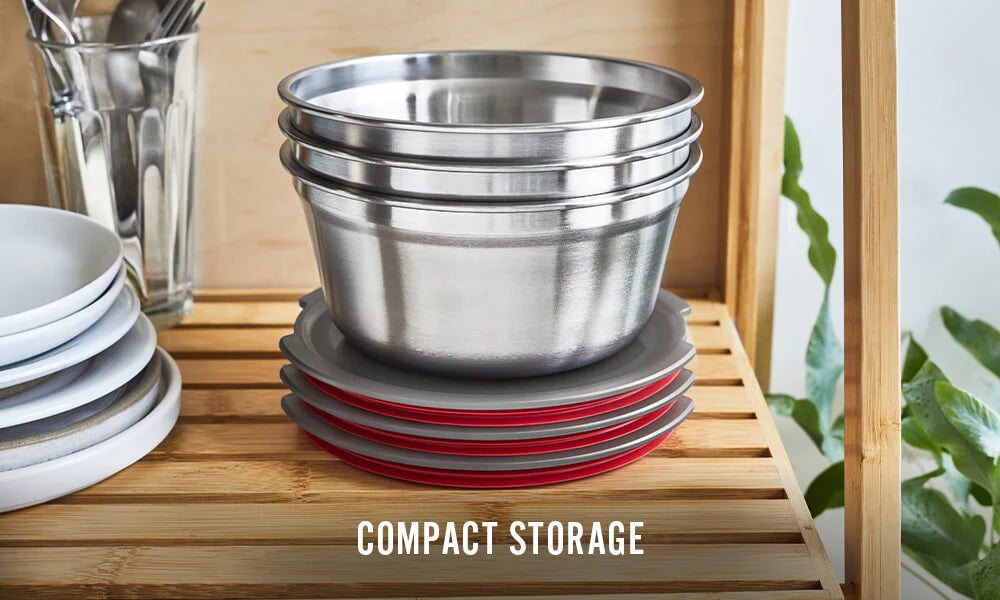 Steel Food Bowl - Small - Grey/Red | Black+blum