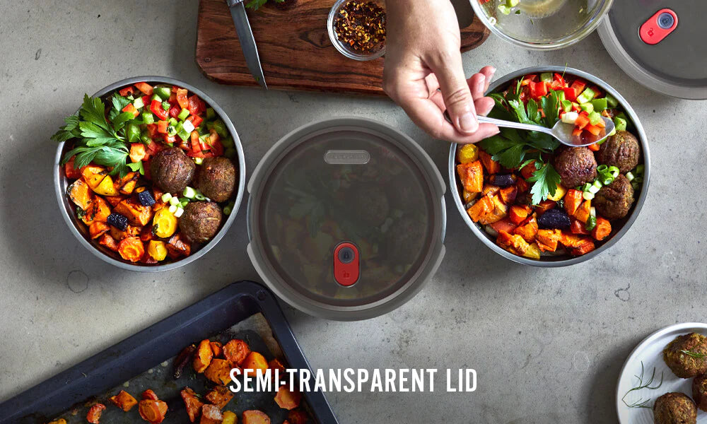Steel Food Bowl - Small - Grey/Red | Black+blum