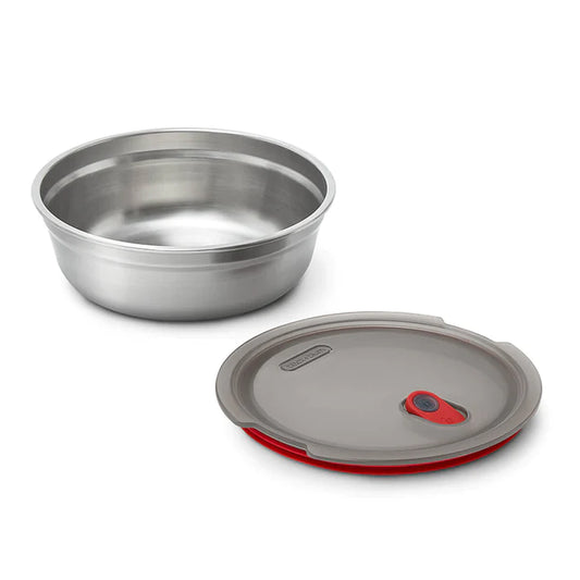 Steel Food Bowl - Small - Grey/Red | Black+blum