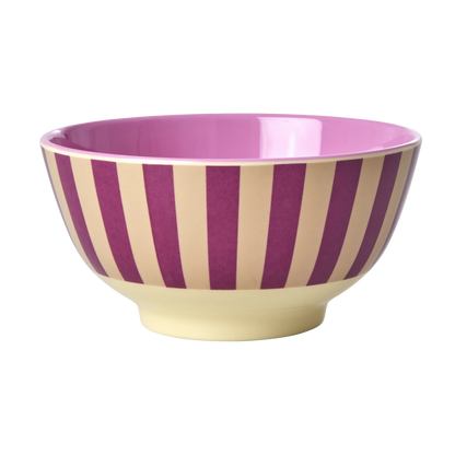 Kom plum stripes print | RICE - de inKijk