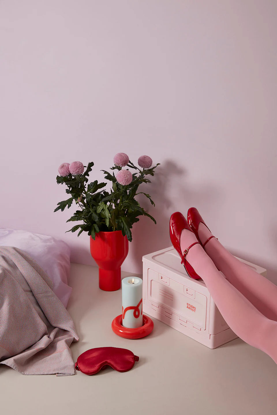 Pillar Candle - Mint/Red | Studio About