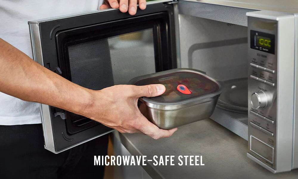 Steel Food Box - Medium - Grey/Red | Black+blum - de inKijk