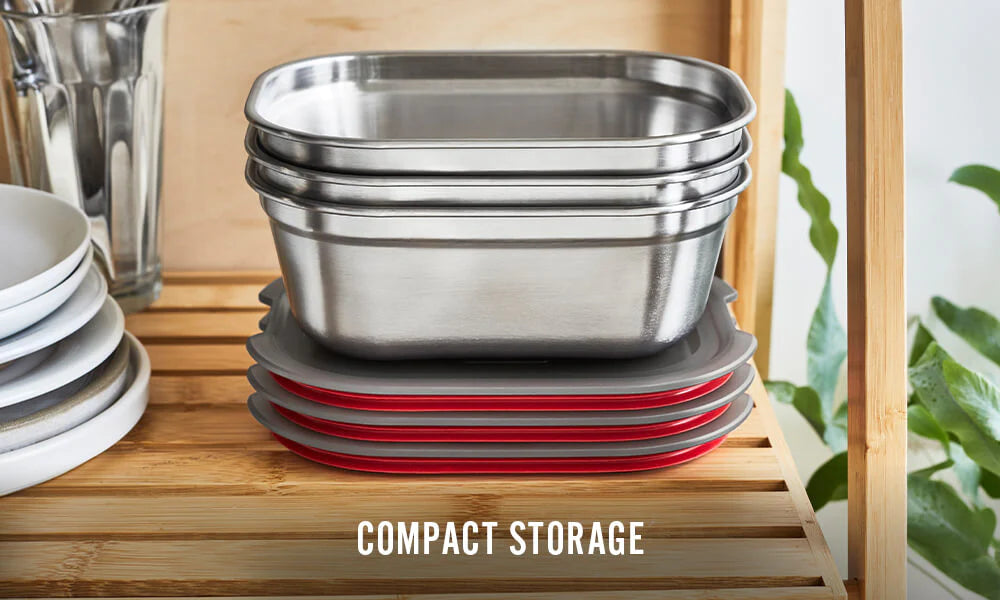 Steel Food Box - Medium - Grey/Red | Black+blum - de inKijk