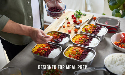 Steel Food Box - Medium - Grey/Red | Black+blum - de inKijk