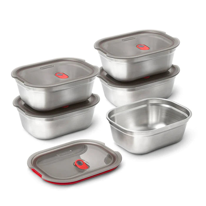 Steel Food Box - Medium - Grey/Red | Black+blum - de inKijk