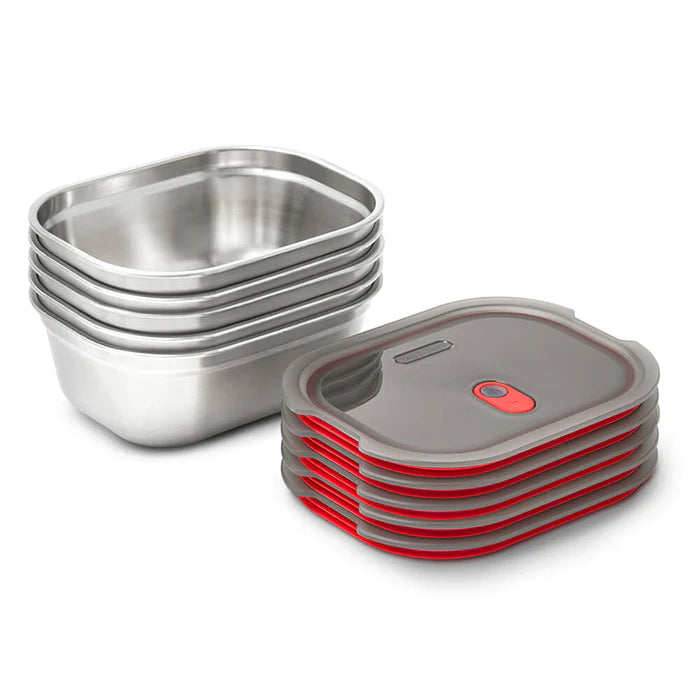 Steel Food Box - Medium - Grey/Red | Black+blum - de inKijk