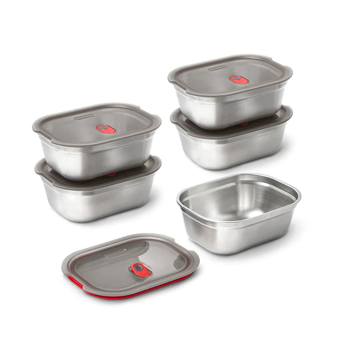 Steel Food Box - Small - Grey/Red | Black+blum