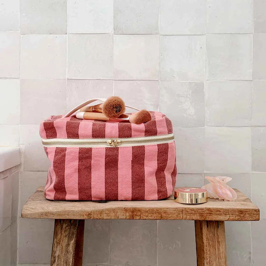 Oona Vanity Case - Stripes Brick/Pink | Rose in April