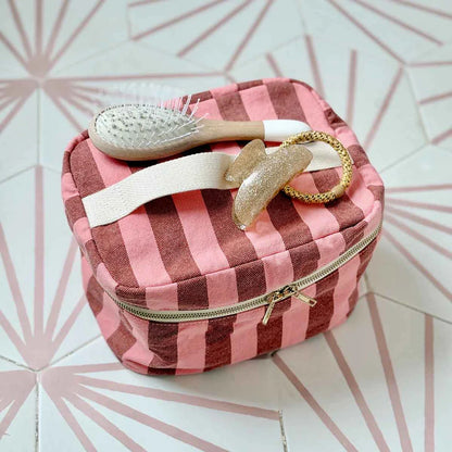 Oona Vanity Case - Stripes Brick/Pink | Rose in April