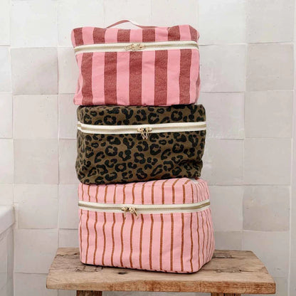 Oona Vanity Case - Stripes Brick/Pink | Rose in April