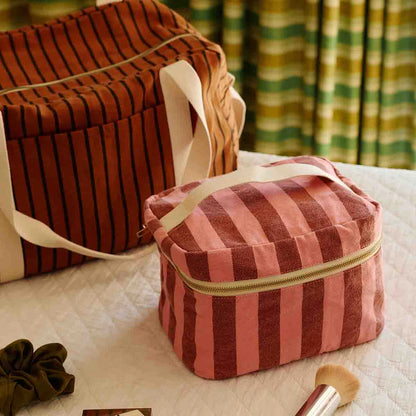 Oona Vanity Case - Stripes Brick/Pink | Rose in April