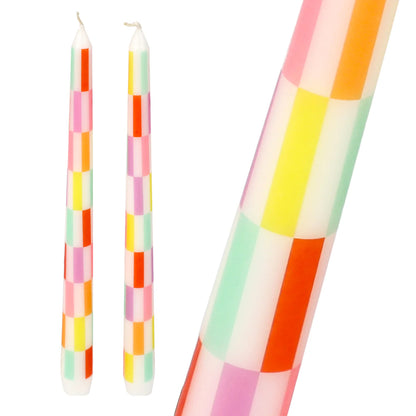 Check multicolour taper dinner candles | Talking Tables