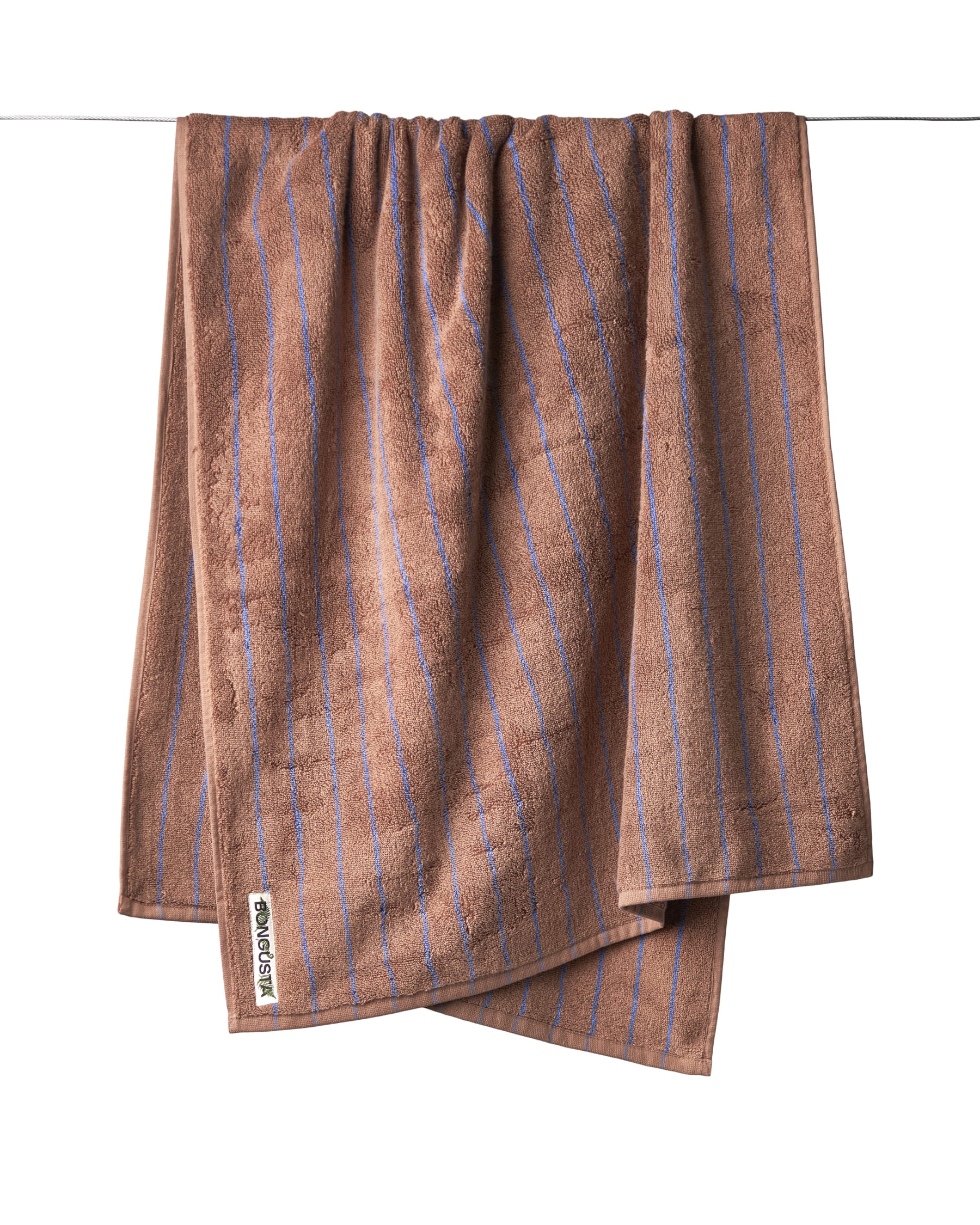 Naram bath towel - camel & ultramarine | Bongusta - de inKijk