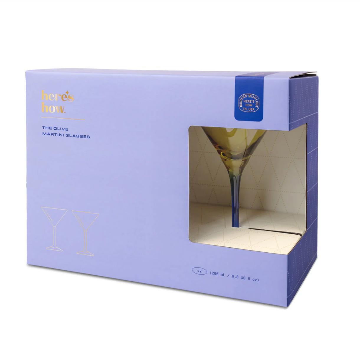 Olive Martini Glass - set of 2 - Olive & Cobalt | Here's How