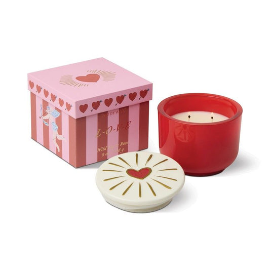 Charmed Red Glass Candle with Heart Lid - Wild Fig & Rose | Paddywax
