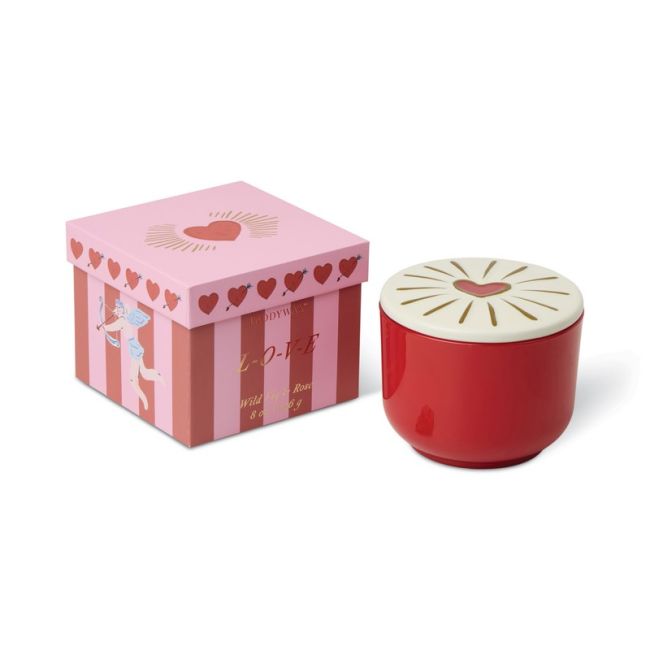 Charmed Red Glass Candle with Heart Lid - Wild Fig & Rose | Paddywax