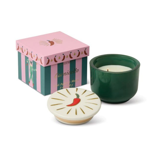 Charmed Green Glass Candle with Chili Lid - Chili Pepper & Mango | Paddywax