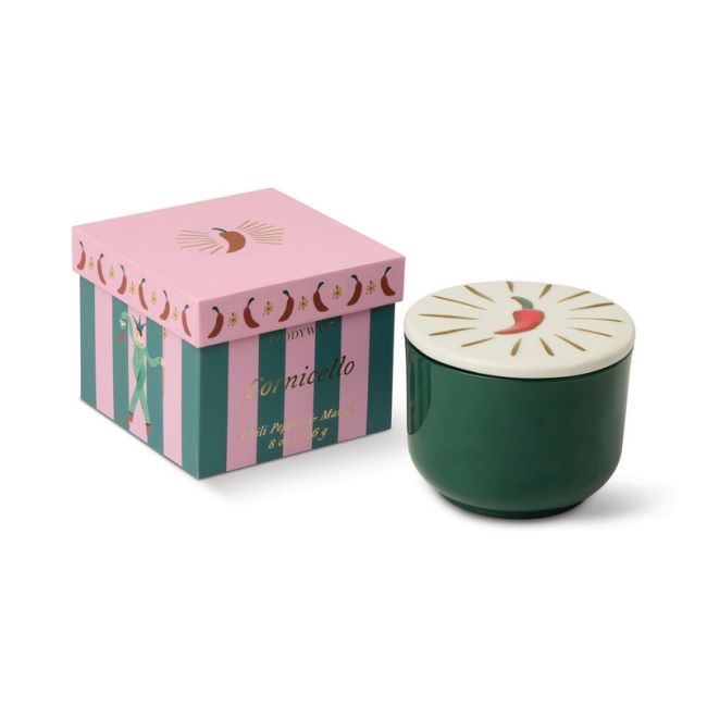 Charmed Green Glass Candle with Chili Lid - Chili Pepper & Mango | Paddywax