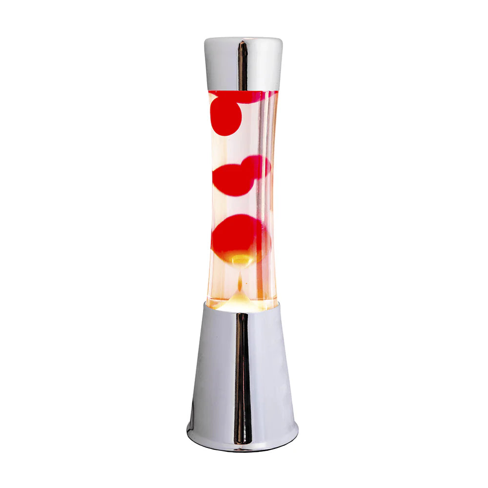 Red lava lamp - chrome base - transparent liquid - 40 cm | Fisura - de inKijk
