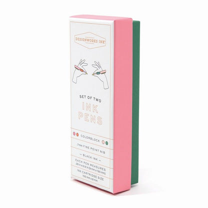 Colour Block Pens - Red Orange & Emerald (Set van 2) | Designworks Ink - de inKijk