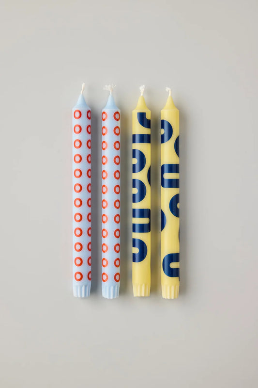 Candles - Yellow/Blue - set van 4 | Studio About