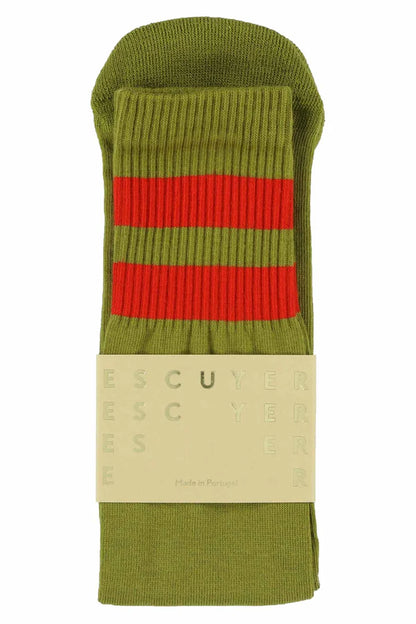 Unisex Tube Socks - Ecru Olive / Molten Lava | Escuyer - de inKijk