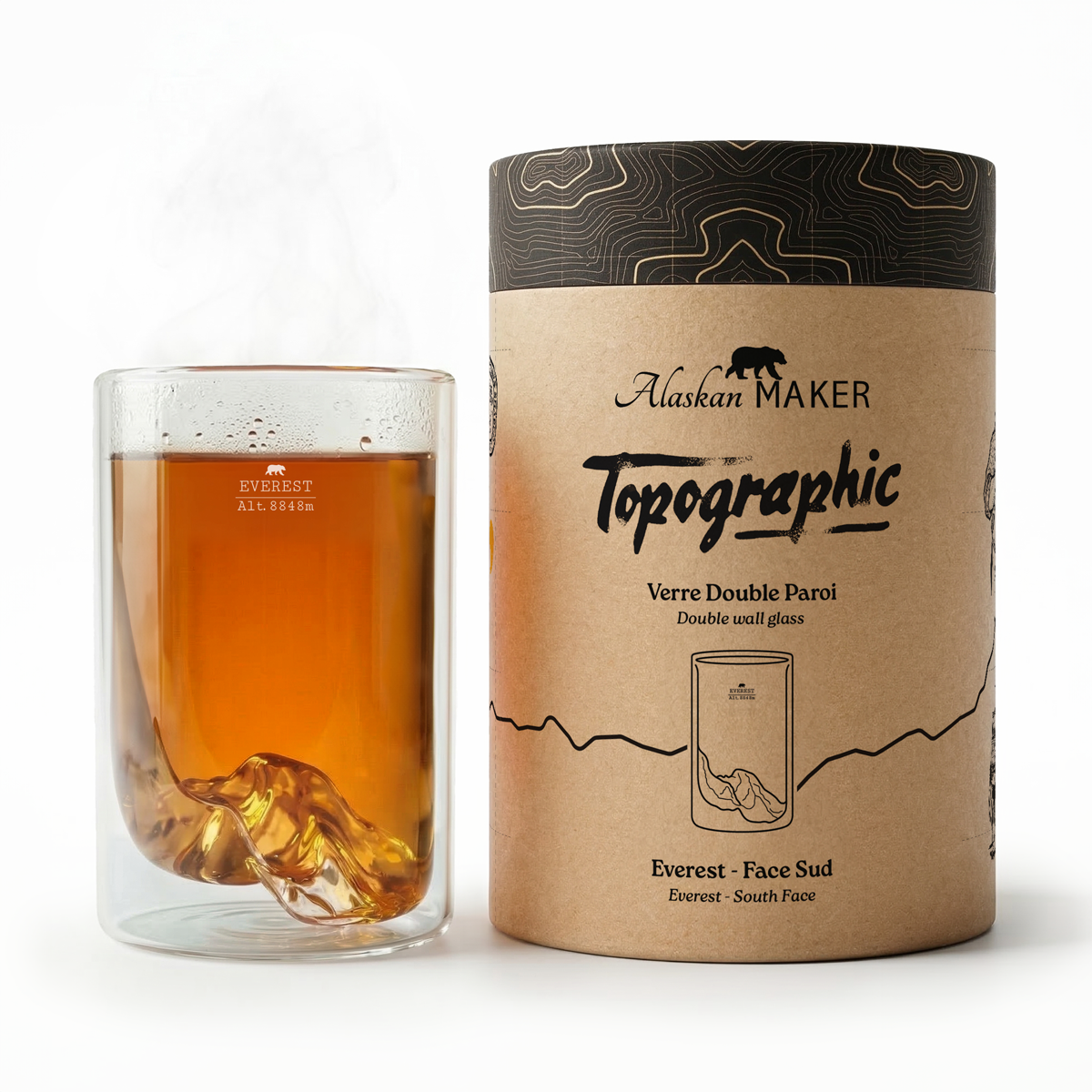 Topographic Double-Wall Glass - Mount Everest | Alaskan Maker