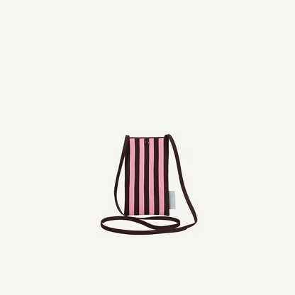 Phone pouch - knitted stripes - chocolate + bubblegum | Sticky Sis