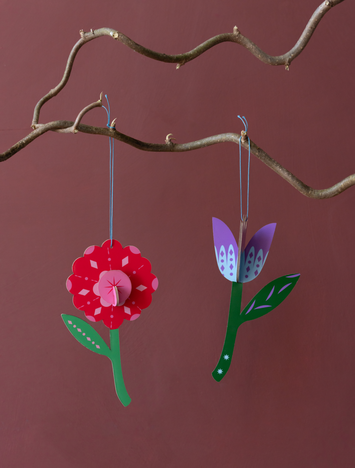 Folk Flowers - Nordic Tales - Set van 2 - Kerstornamenten | Studio Roof