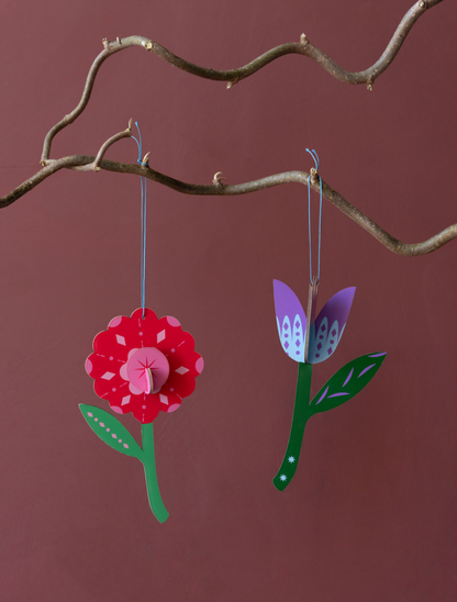 Folk Flowers - Nordic Tales - Set van 2 - Kerstornamenten | Studio Roof