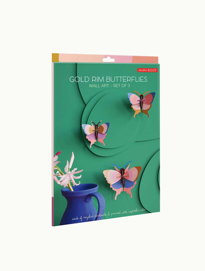 Gold Rim Butterflies - Set of 3 - muurdecoratie | Studio Roof
