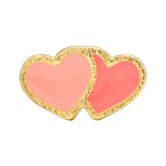 2Hearts - gold plated - burnt coral/orange coral - 1 stuk | LULU Copenhagen