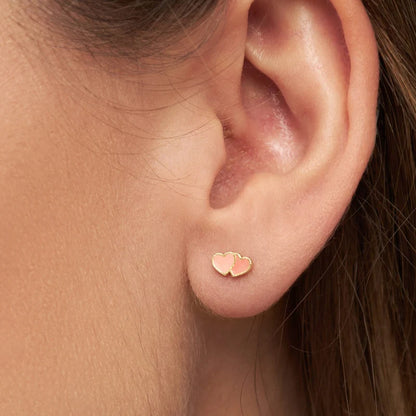 2Hearts - gold plated - burnt coral/orange coral - 1 stuk | LULU Copenhagen