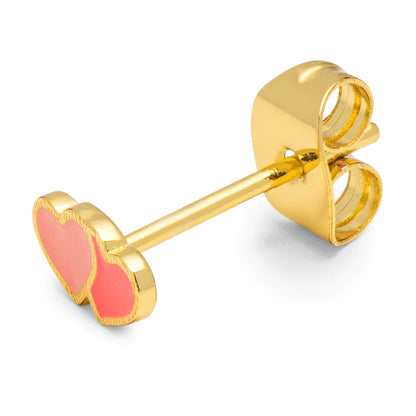 2Hearts - gold plated - burnt coral/orange coral - 1 stuk | LULU Copenhagen