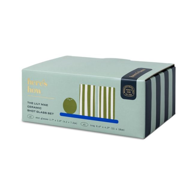 The Lily Mae Ceramic Tequila Shot Glass Set - Cobalt + Olive | Here's How