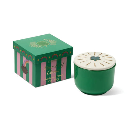 Charmed Green Glass Candle with 4 Leaf Clover Lid - Dandelion & Clover | Paddywax
