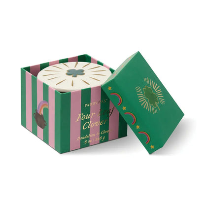Charmed Green Glass Candle with 4 Leaf Clover Lid - Dandelion & Clover | Paddywax