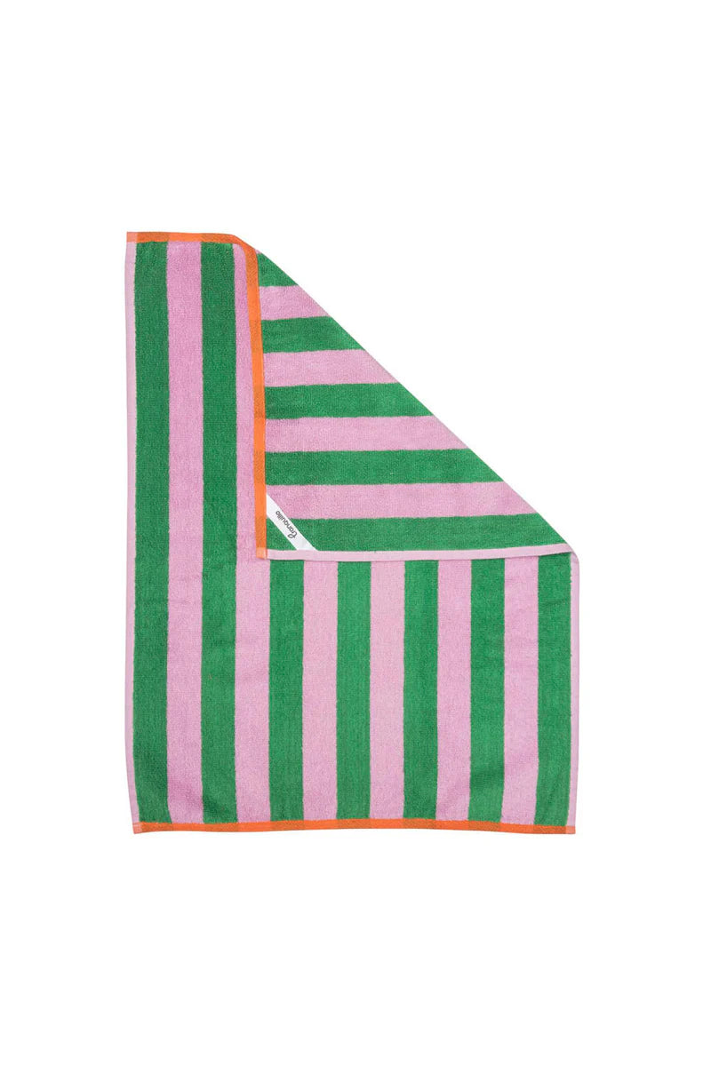 Terry tea towel stripes - Green/pink | Tranquillo