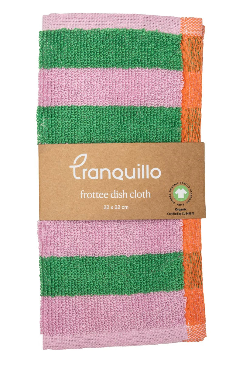 Terry dishcloth stripes - Green/pink | Tranquillo