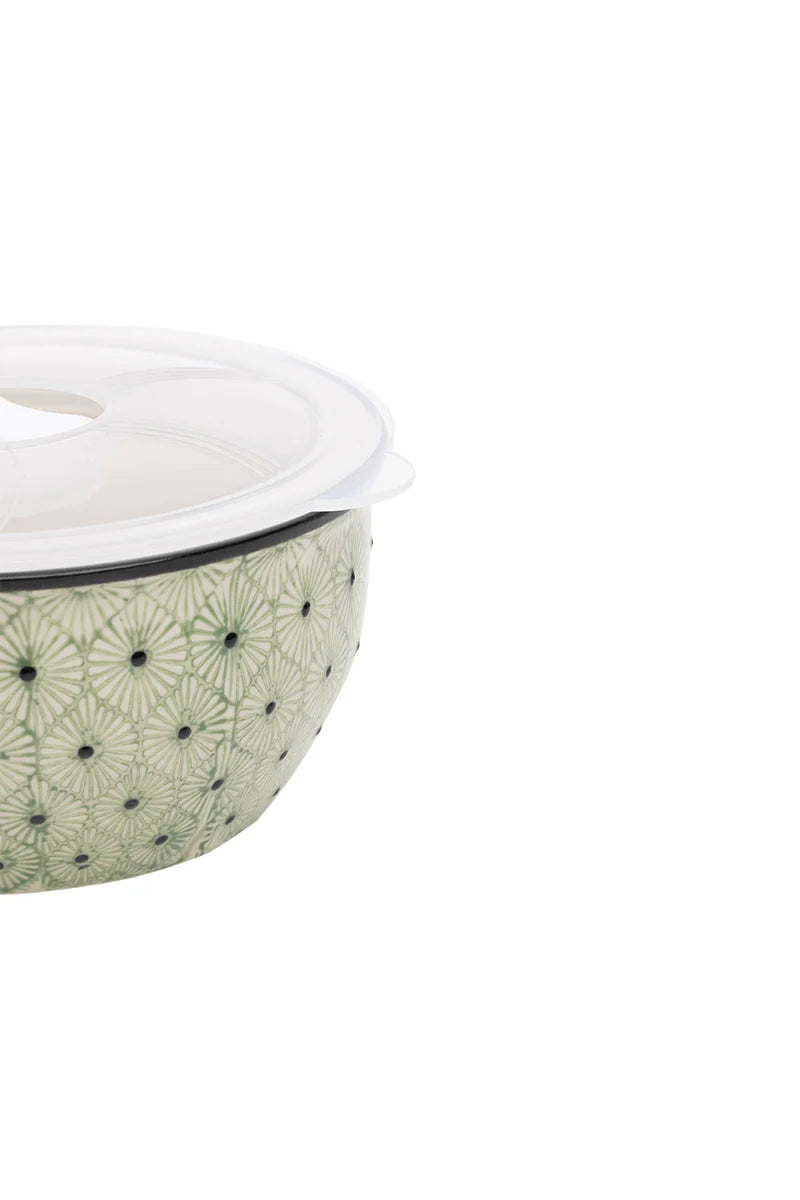 Bowl Art Deco - 13 cm - Green/white | Tranquillo