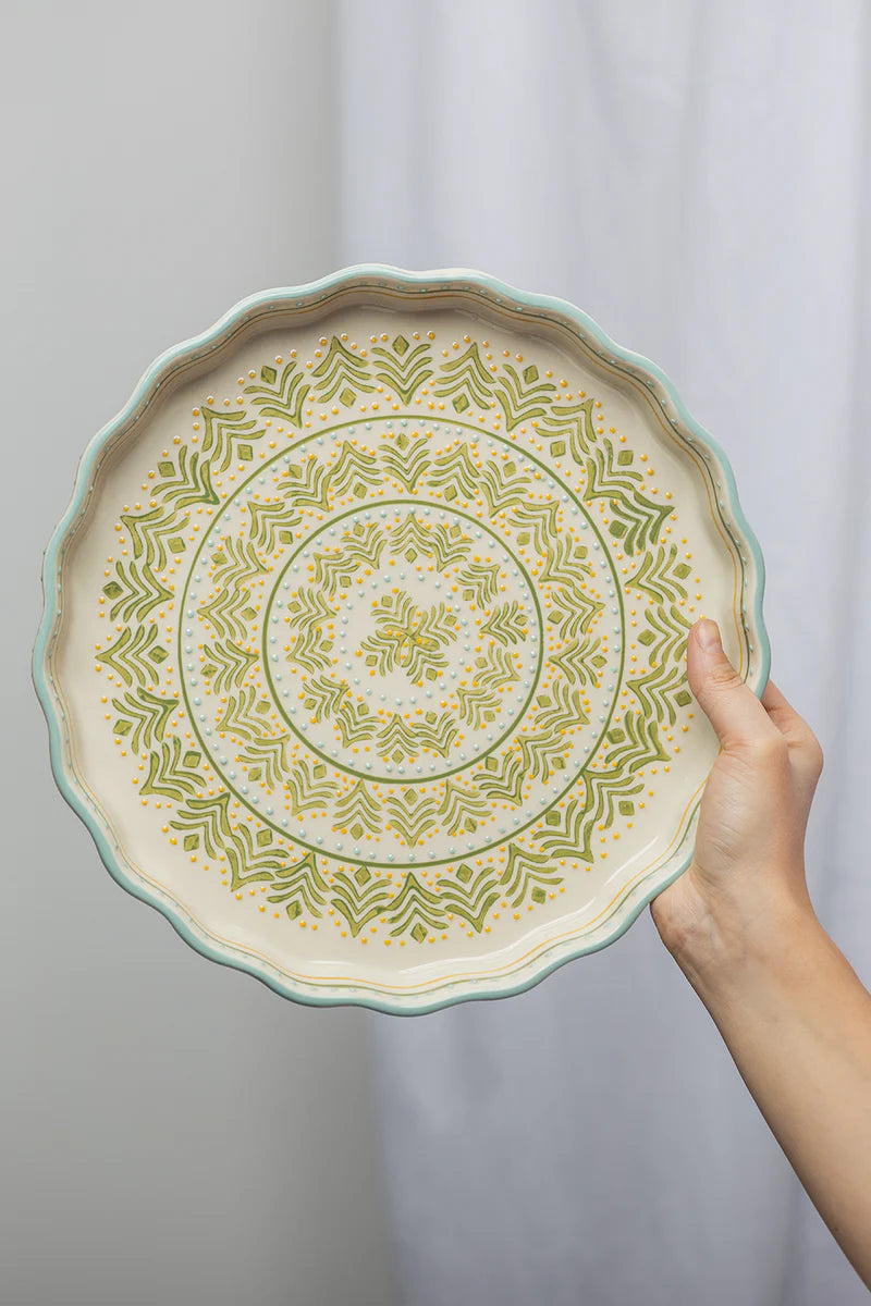 Quiche Dish Retro - Green/White | Tranquillo